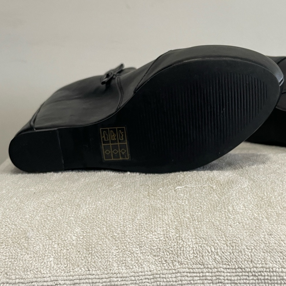 Black Wedge Ankle Boots with Rear Zip - Women - Size 7.5 - Picture 11 of 16